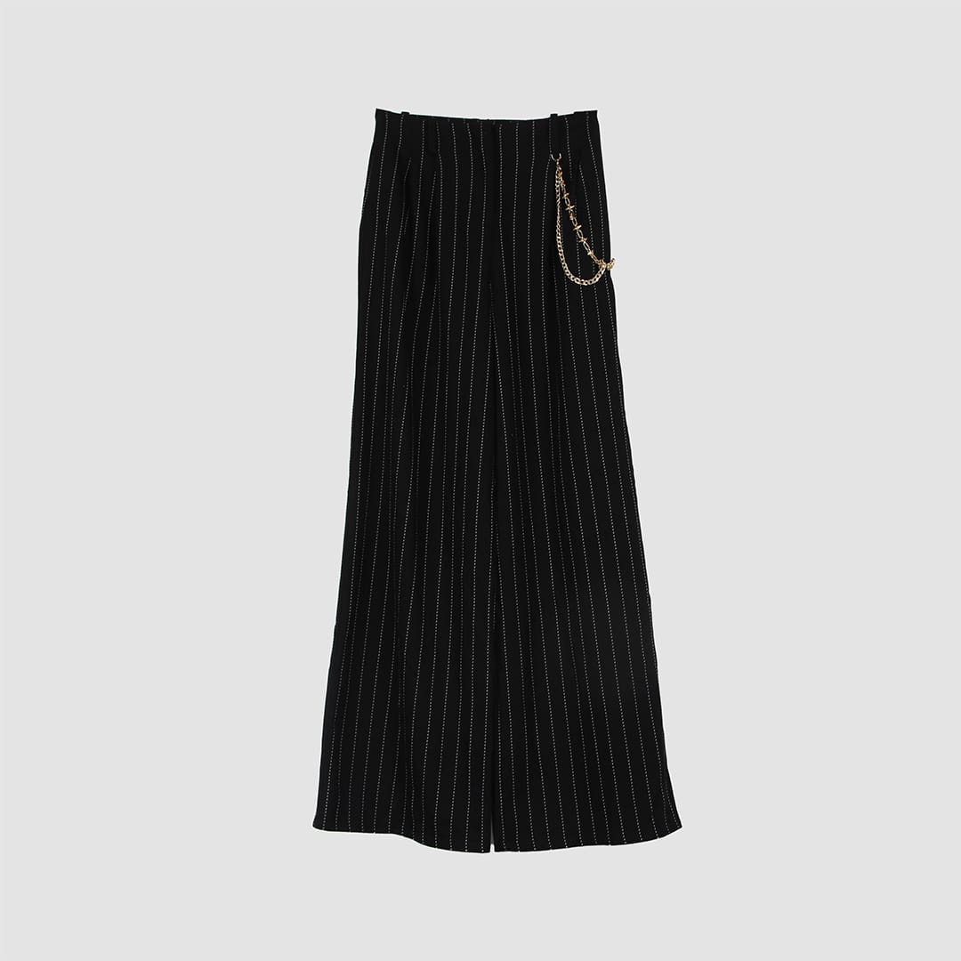 Jaspal Black Stripe Wide Leg Floaty Trousers