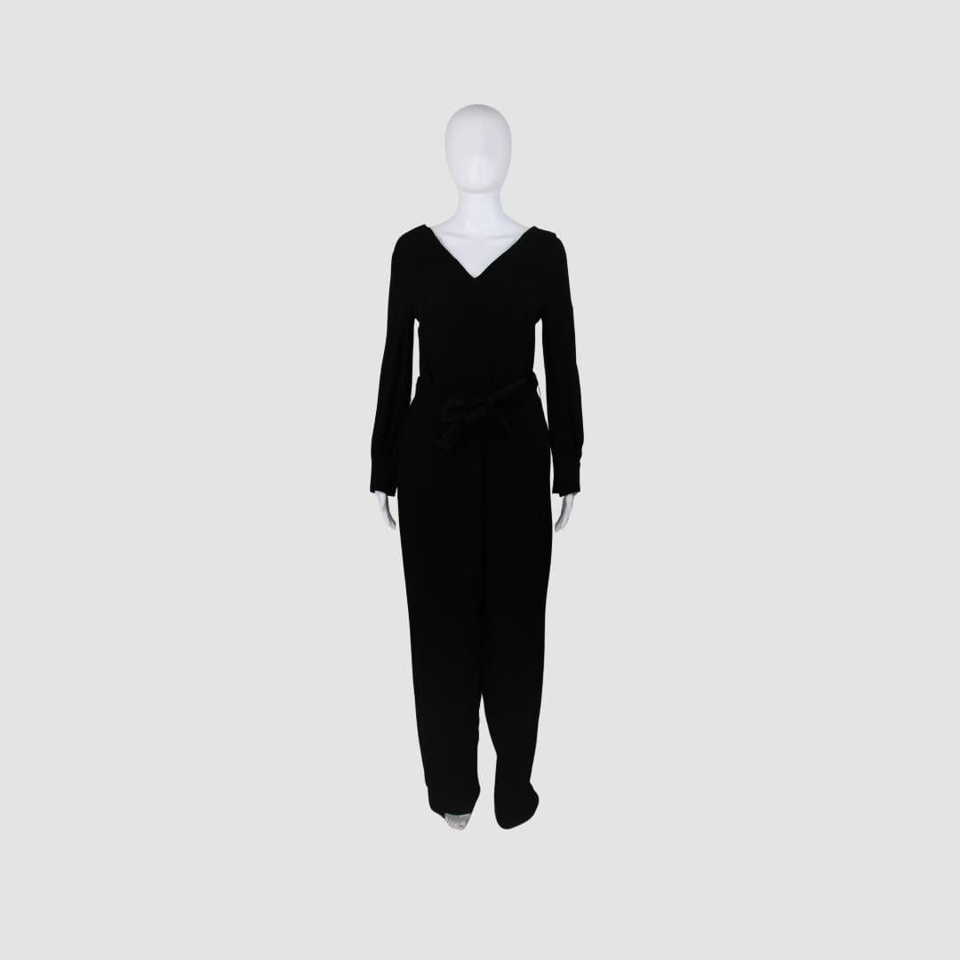 Massimo Dutti Black V neck Long Sleeve Jumpsuit