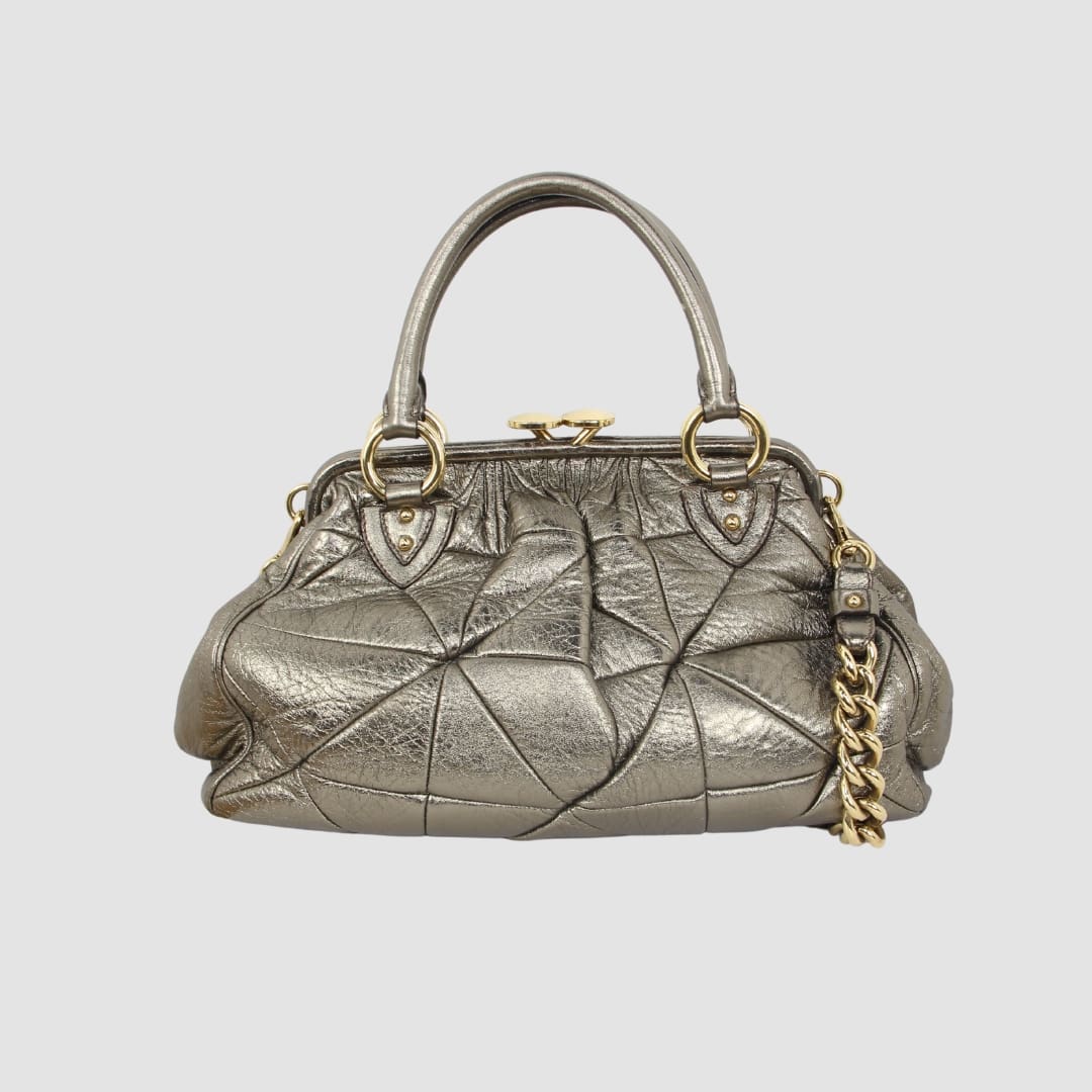 Marc Jacobs Gold Patchwork Stam Quilted Shoulder Bag