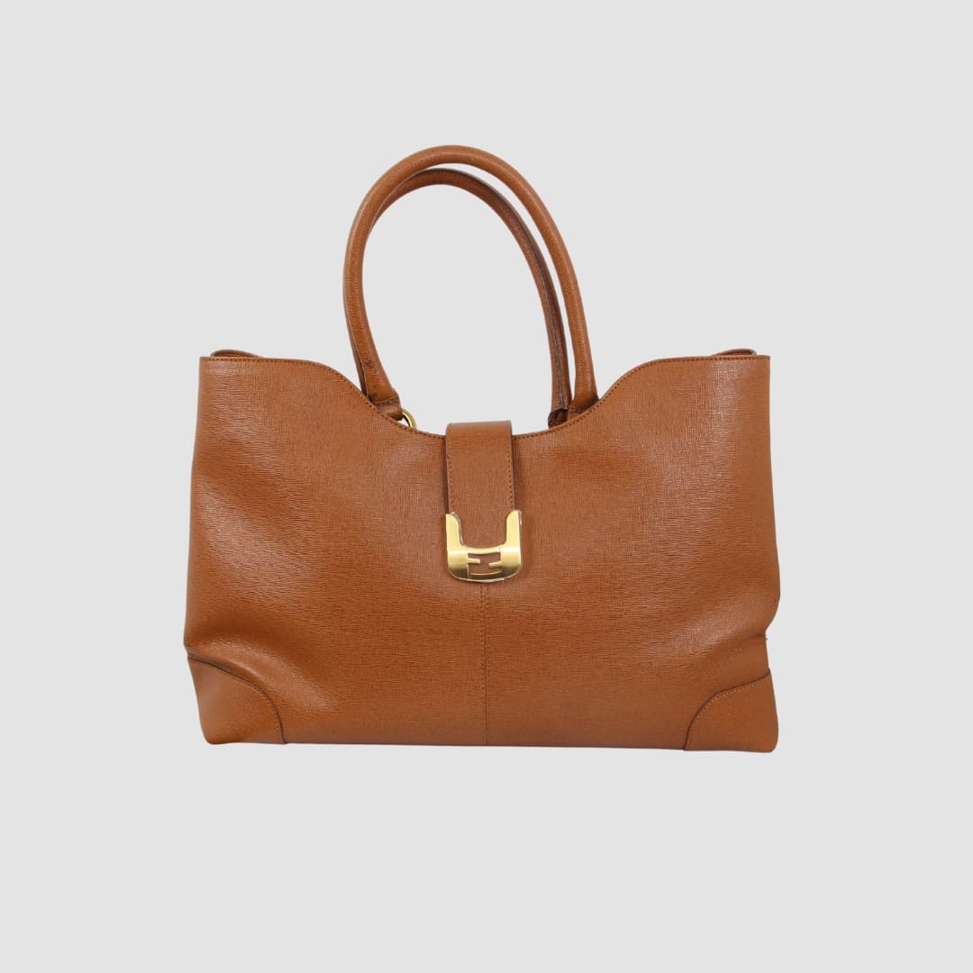 Fendi Brown Leather Chameleon Shopping Tote