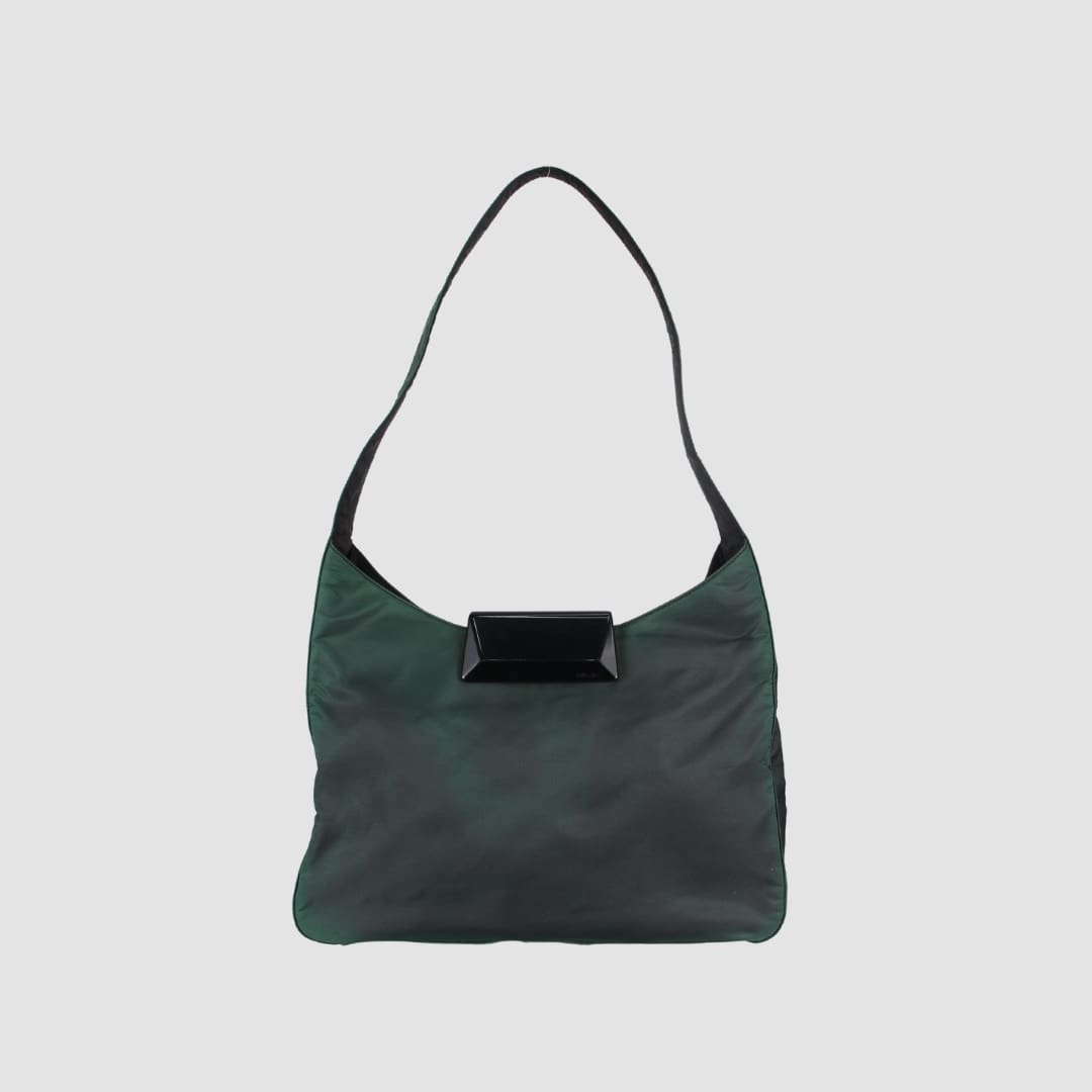 Prada Green Hobo Nylon Shoulder Bag