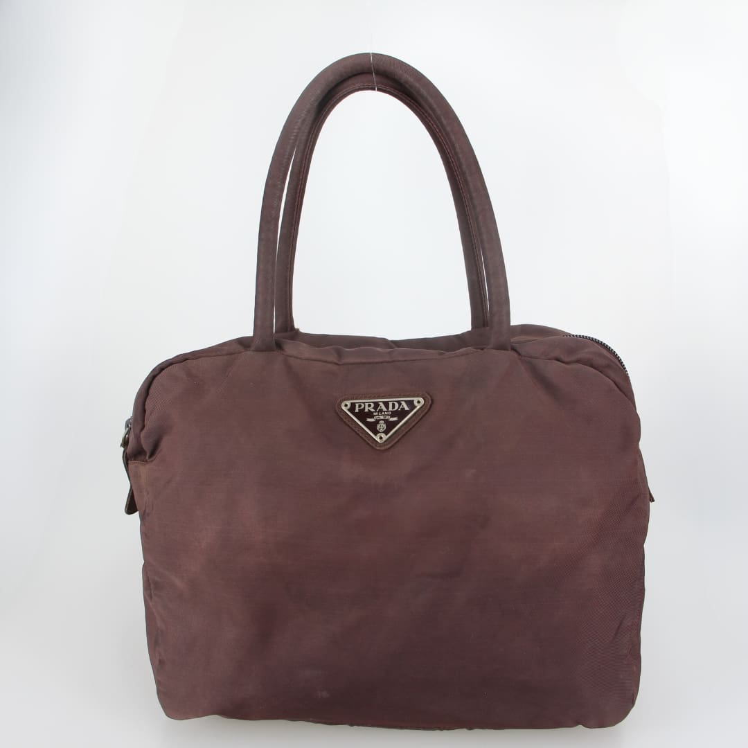 Prada Brown Tessuto Nylon Top Handle Bag