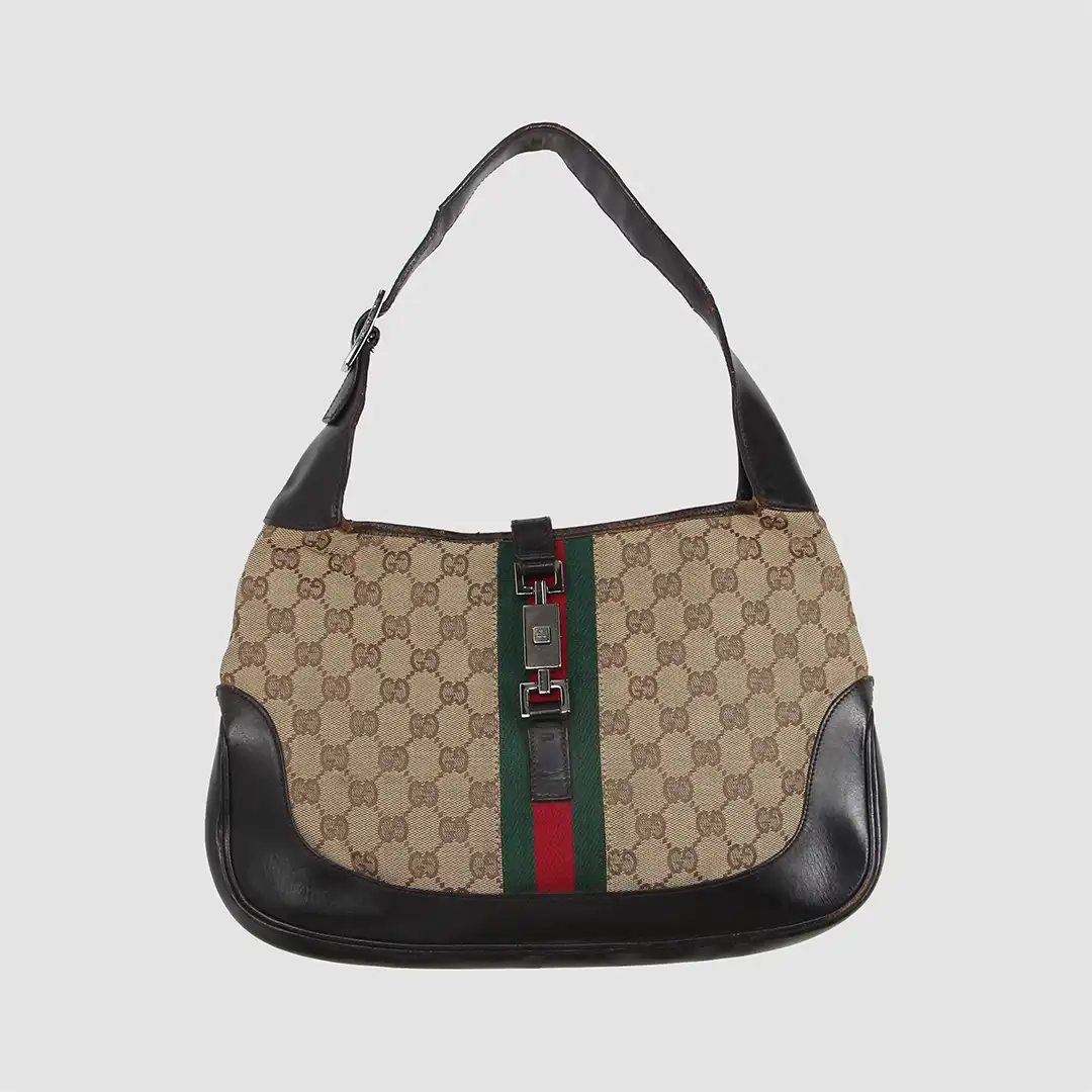 Gucci Monogram Jackie Web Stripe Hobo Bag