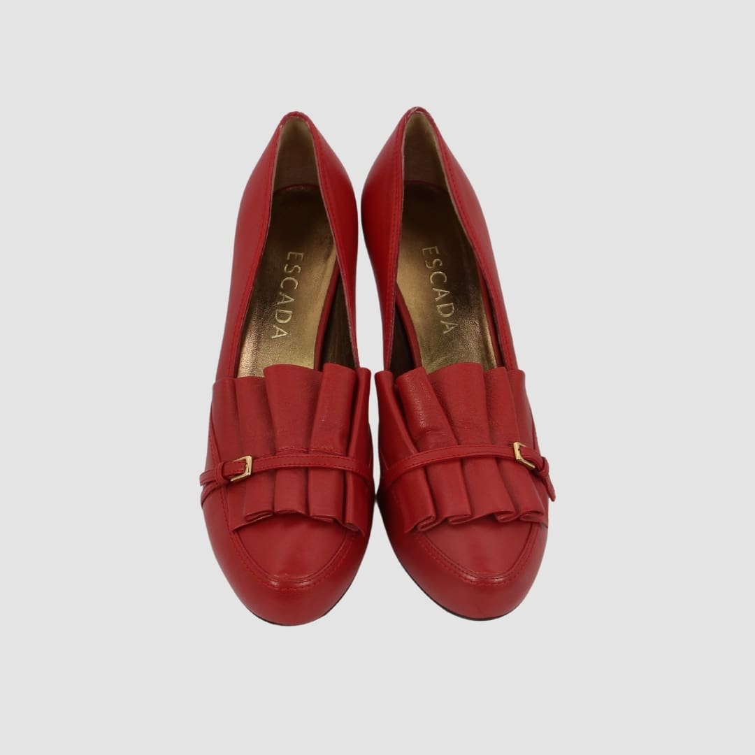 Escada Red Pleated Heels