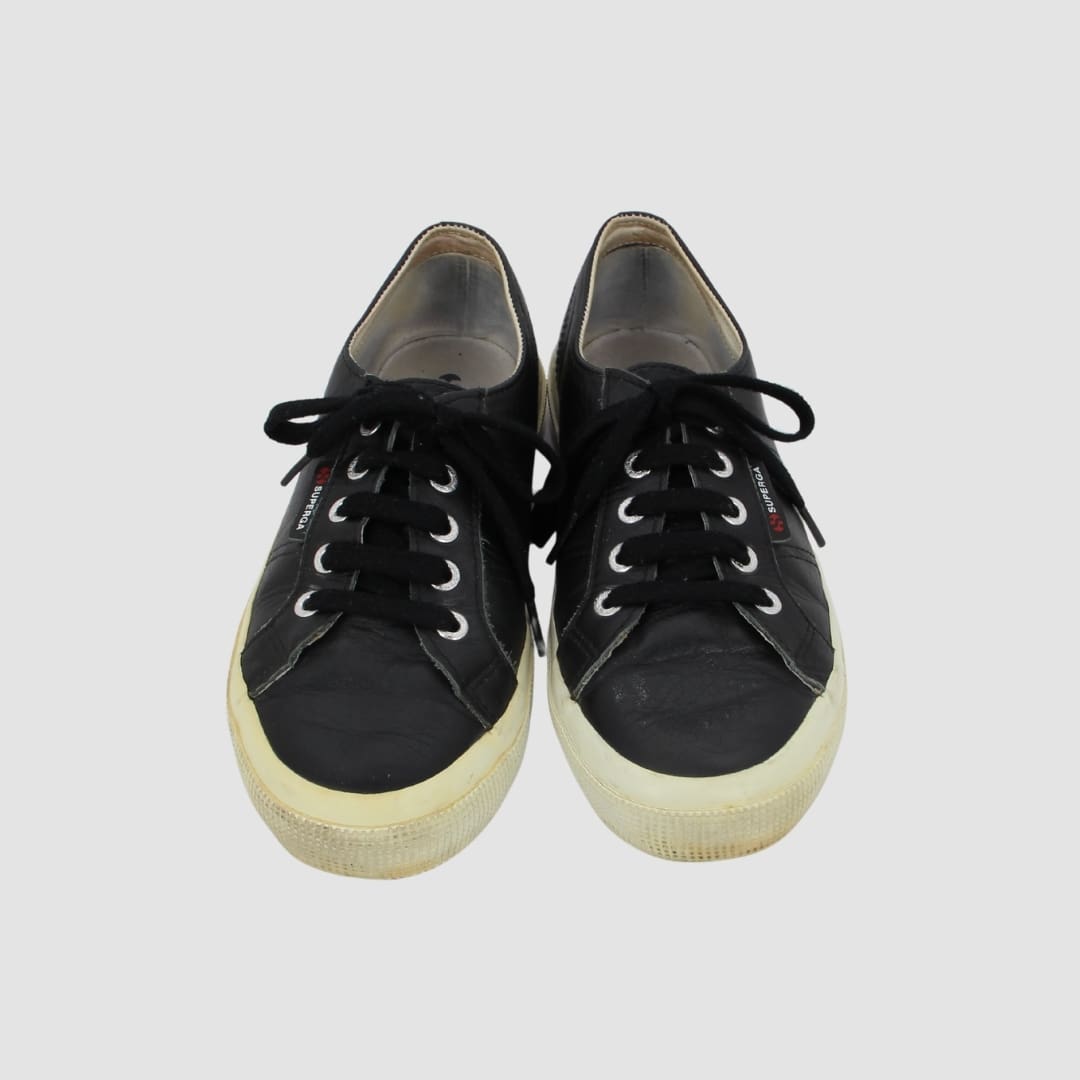 Superga Black Leather Patent Sneakers